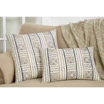 White Mud Cloth Design Square Throw Pillow