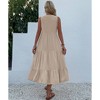 Womens Summer Dress V Neck Sleeveless Button Front Loose Fit Casual Dress - 2 of 3