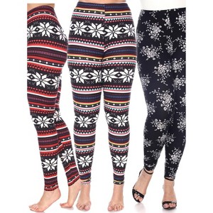 Women's Pack of 3 Plus Size Leggings - One Size Fits Most Plus - White Mark - 1 of 1