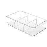Sorbus 3 Pack Clear Organizer Bins w/Lids & Removable Dividers