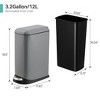 3.2 Gallon Kitchen Trash Can with Soft Close Lid - Fingerprint Proof Stainless Steel Garbage Bin, Quiet Foot Pedal, Hidden Handle - 2 of 4