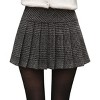 Women's Plaid High Waist Short Skirt - Wool A-Line Pleated Casual Mini Skirt H908-black - 2 of 4