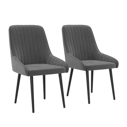 Grey velvet discount dining room chairs