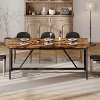 Jojoka Dining Table for 6 with Corner Iron Protectior, 71 Inch Rectangular Wood Kitchen Table - 2 of 4