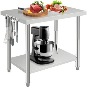 Heavy Duty Stainless Steel Work Table, Adjustable Height Utility Table for Home, Garage, and Restaurant Use - 1 of 4