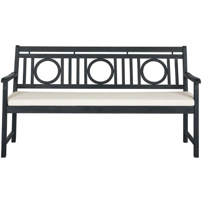 Montclair Transitional Acacia Wood 3-Seat Outdoor Bench in Beige/Black