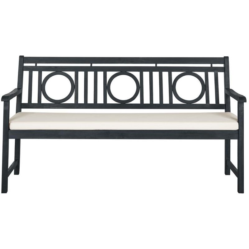Montclair Transitional Acacia Wood 3-Seat Outdoor Bench in Beige/Black