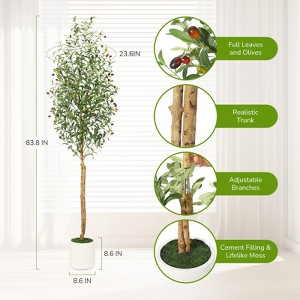 CuisinSmart Artificial Olive Tree, Faux Potted Olive Tree With Realistic Leaves and Fruits, White Planter Fake Olive Tree for Home Office Living Room - 1 of 4