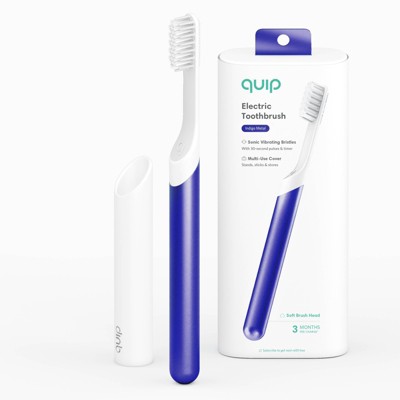 quip Metal Electric Toothbrush Starter Kit - 2-Minute Timer + Travel Case - Indigo
