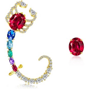 Sterling Silver Butterfly Ear Cuff - Gold Purple CZ Cartilage Climber, Hypoallergenic Piercing Jewelry Gift - 1 of 4