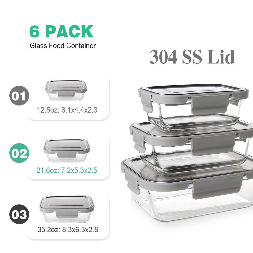 Photos - Food Container Delight King 6pc High Borosilicate Glass Food Storage Containers with Stai