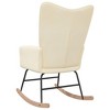 vidaXL Modern Rocking Chair with Armrests - Cream-Colored Fabric Upholstery, Steel Frame and Solid Rubber Wood Construction - 4 of 4
