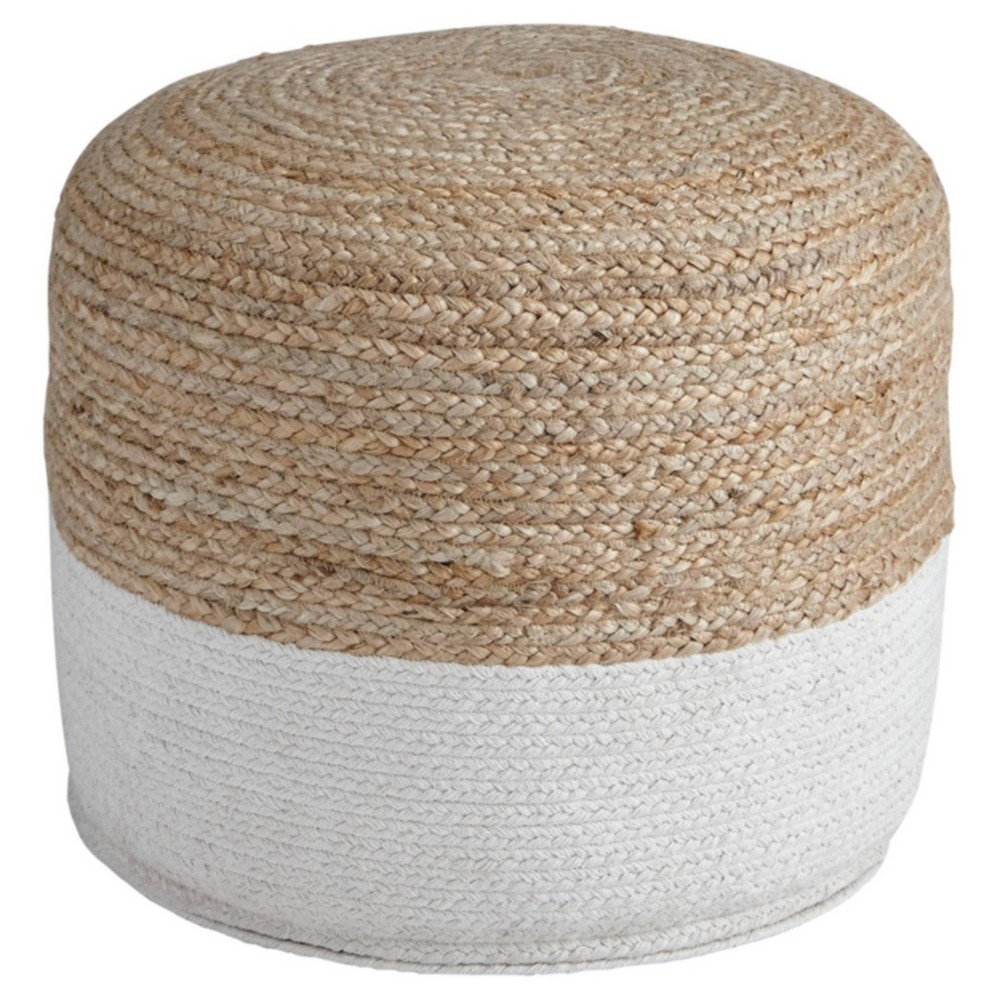 Photos - Pouffe / Bench Ashley Sweed Valley Pouf Natural/White - Signature Design by 