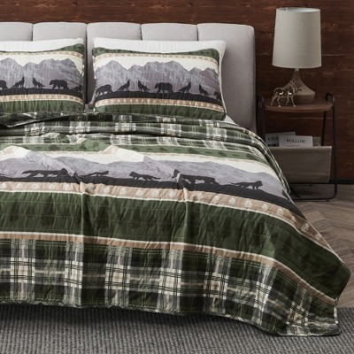 Great Bay Home Rustic Lodge Patchwork Reversible Quilt Set With Shams
