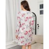 Women's Nightgowns Long Sleeve Button Sleepwear Lace V Neck Short Sleep Dress - 3 of 4