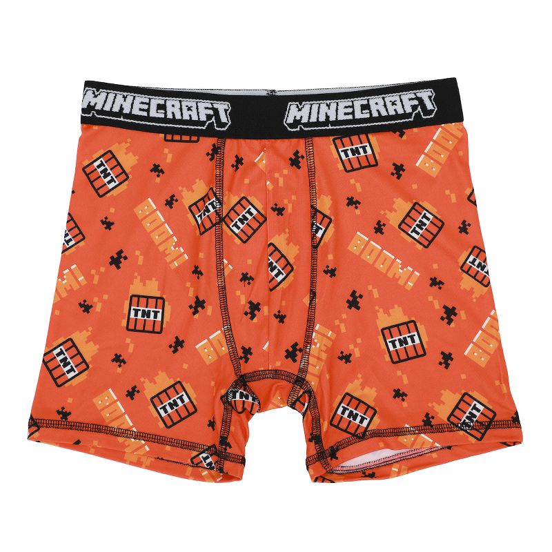 Youth Boys Minecraft Boxer Brief Underwear 5-Pack - Pixelated Comfort for Gamers, 4 of 6