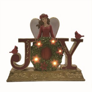 Transpac Resin Multicolored Christmas Light Up Crimson Joy Decor - 1 of 2
