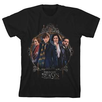 Fantastic Beasts Movie Poster Boy's Black T-shirt Toddler Boy to Youth Boy