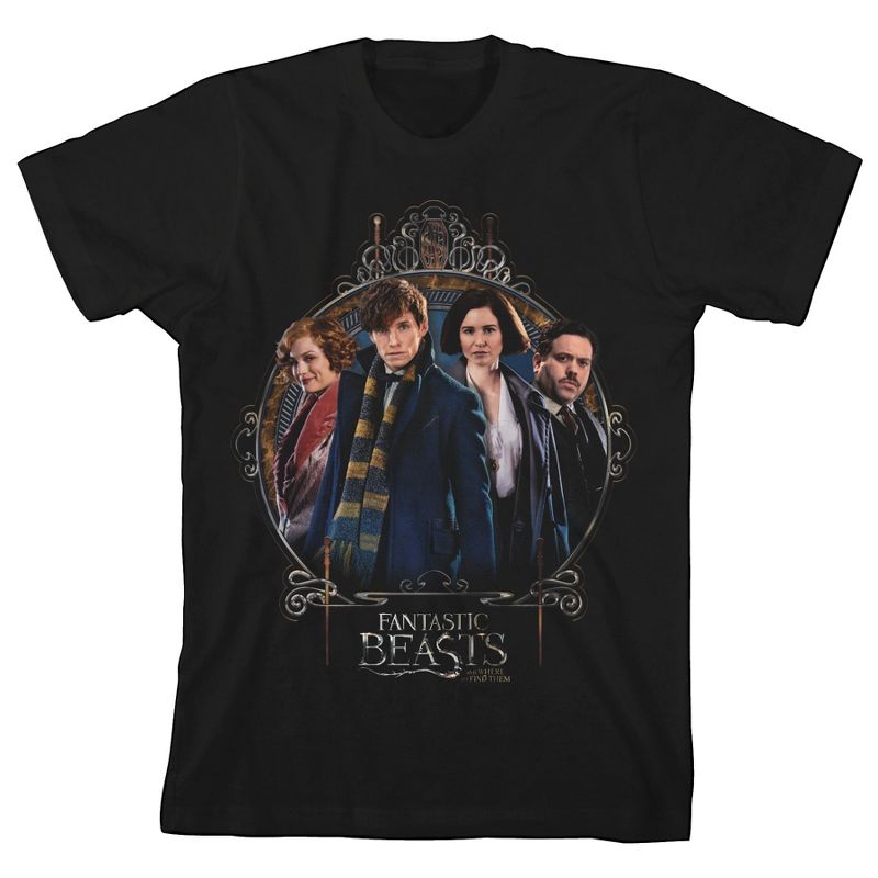 Fantastic Beasts Movie Poster Boy's Black T-shirt Toddler Boy to Youth Boy, 1 of 2