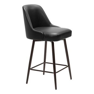 Zuo Keppel Swivel Counter Stool Black  and  Bronze
