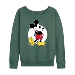 Women's - Disney - Mickey Classic Lightweight French Terry Wide Neck Long Sleeve Shirt - 1 of 4