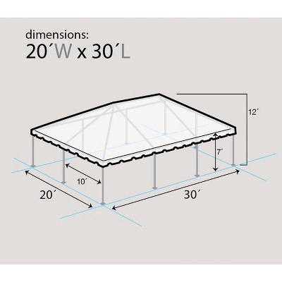 Green and White Galvanized Steel Frame Party Tent, 20' x 30'