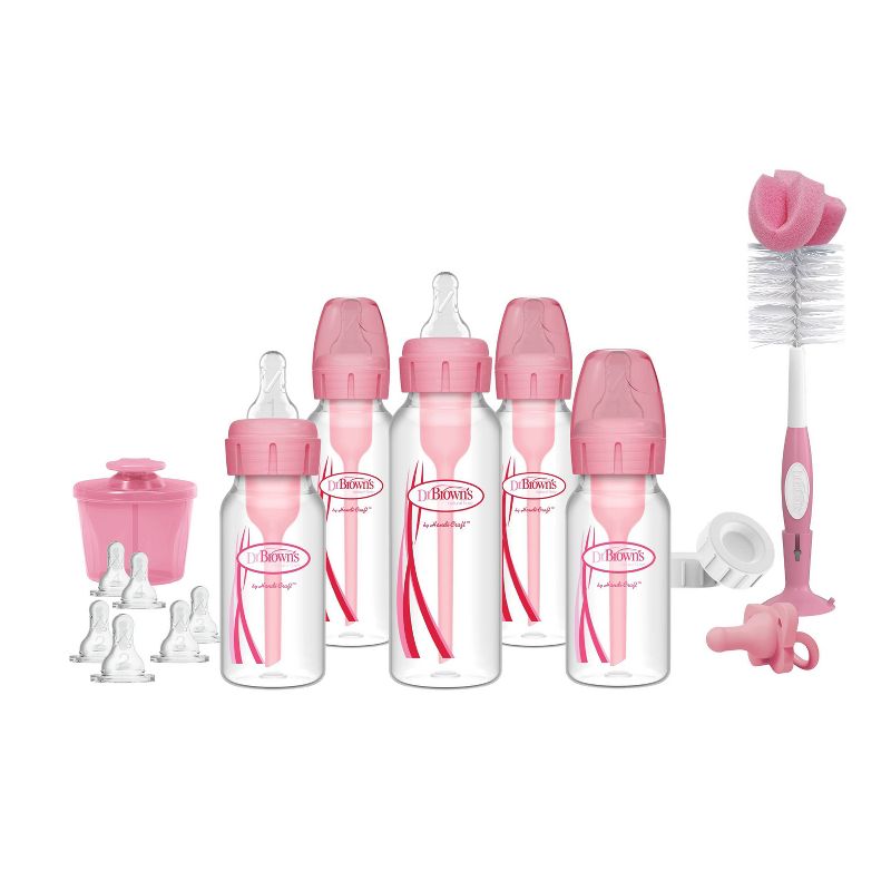 Dr. Brown&#39;s Anti-Colic Options+ Narrow Baby Bottle Newborn Gift Set - 0-6m - Pink, 1 of 27