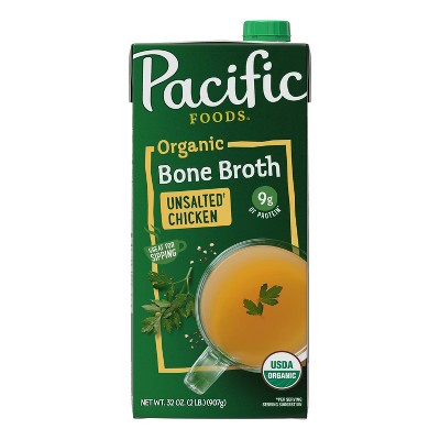 Pacific Foods Organic Gluten Free Unsalted Chicken Bone Broth - 32oz