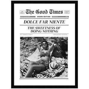 Kate and Laurel The Good Times Newspaper Dolce Far Niente by Honey Island Studio Framed Wall Art Print, 19 x 25, Svelte Noir Black - 1 of 4