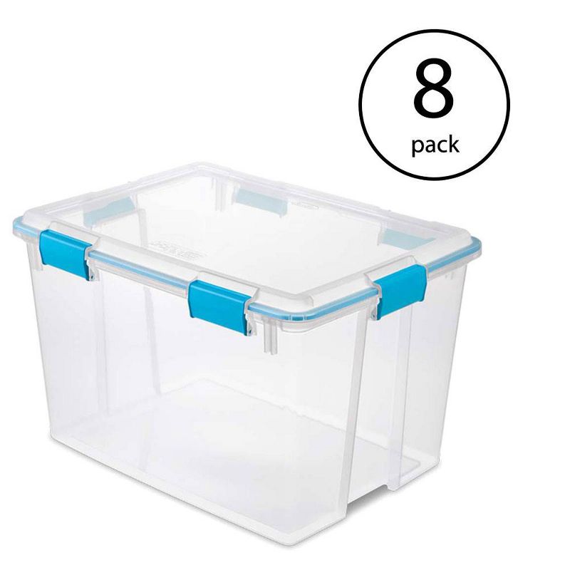 Sterilite 80 Quart Clear Plastic Stackable Storage Container Box Bin with Air Tight Gasket Seal Latching Lid Long Term Organizing Solution, 3 of 8