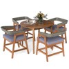 Costway 5 Piece Patio Dining Set Outdoor Solid Wood Furniture with Rattan Backrest - 2 of 4