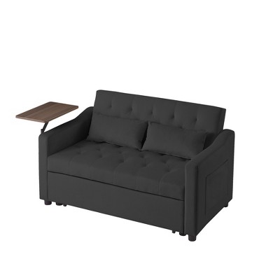 TiramisuBest BLACK VELVET SOFA BED, Modular Sectional Sofa with Storage, Sideboard Buffet Style Design for Living Room