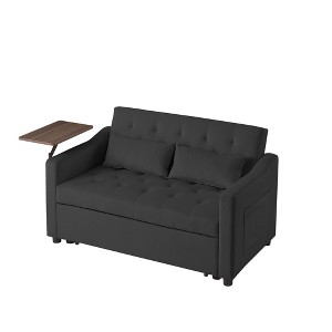 TiramisuBest BLACK VELVET SOFA BED, Modular Sectional Sofa with Storage, Sideboard Buffet Style Design for Living Room - 1 of 4