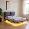 HomeRoots Gray Tufted Upholstered Full Bed Frame With LED Lighting And USB - 2 of 4