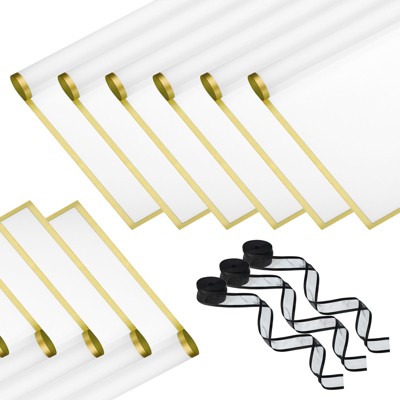 Unique Bargains Plastic Golden Edge Bouquet Flower Wrapping Paper 3 Packs with 3 Rolls Ribbons White