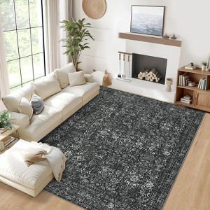 Vintage Distressed Area Rug Washable Living Room Rug Soft Non Slip Floor Carpet for Dining Room Home Office - 1 of 4