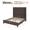AMERLIFE Size 62" Corduroy Upholstered Bed Frame Extra Tall Wingback Headboard - 2 of 4