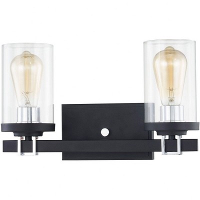 Charcoal and Chrome 2-Light Clear Glass Cylinder Vanity