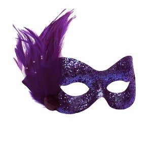Unique Design I.E. Inc. Camillie Purple Glitter Adult Costume Mask - 1 of 4