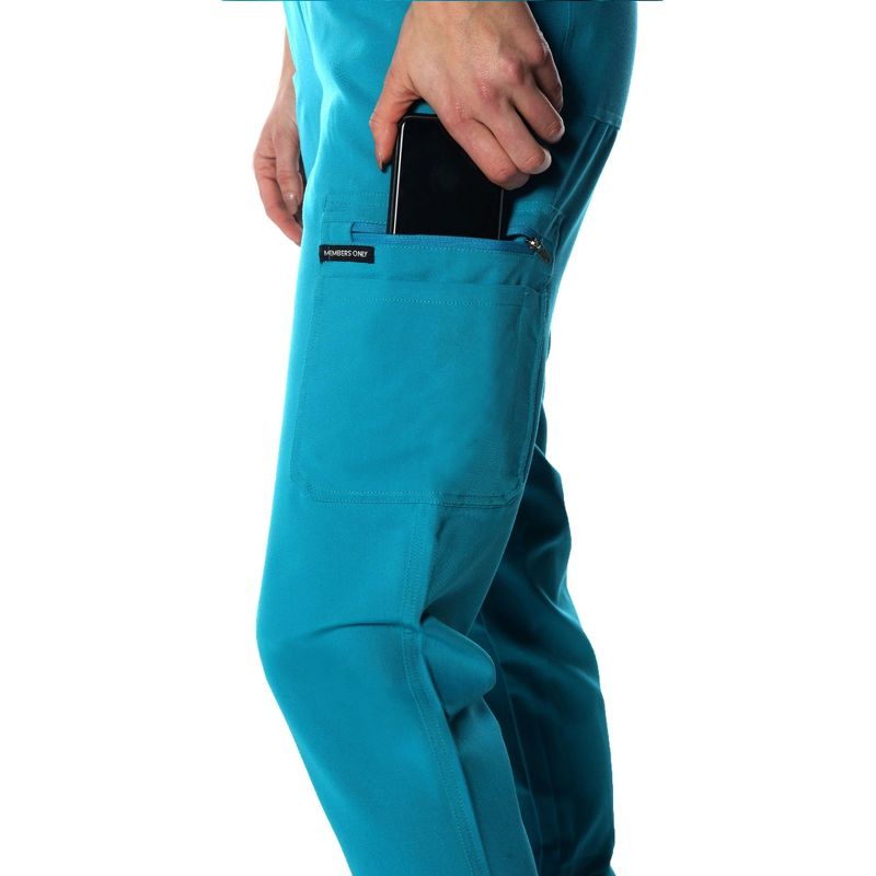 Members Only Women's Jogger Cargo Scrub Pants With 2X1 Rib Bottom Leg (Printed Waist Pocket Bags), 4 of 6