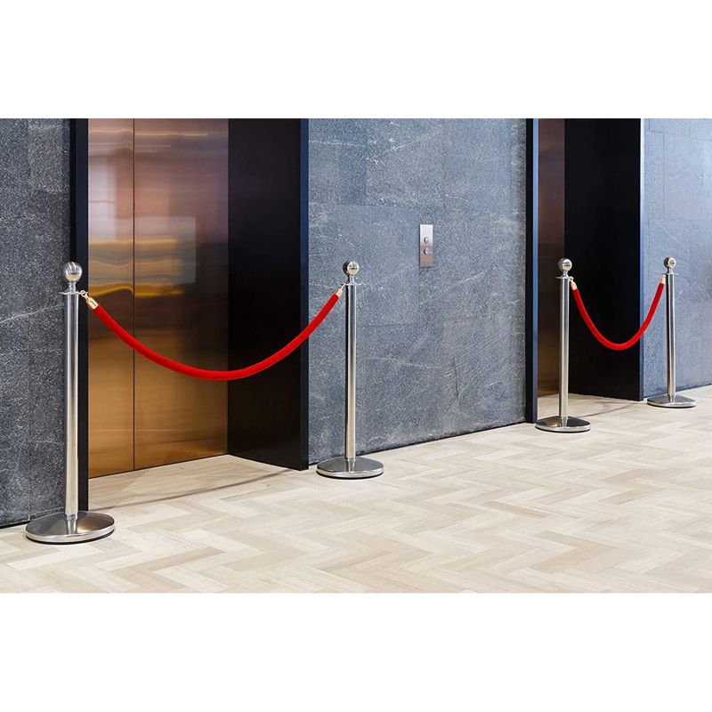 Juvale 2 Pack Red Velvet Stanchion Rope, 5 Feet Crowd Control Barriers with Polished Gold Hooks, 3 of 7