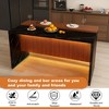 KWPZQEB 63" Modern Kitchen Island, Imitation Marble Rectangle Dining Table with LED & Grille Design for Dining Room, Living Room, Bar, Office - 4 of 4