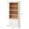 Resenkos Bookshelf, Bookcase Standing Shelf Unts,72" Bookshelf with Drawers, Freestanding 5-Shelf Bookcase Display Shelf,White - 2 of 4