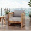 Outdoor Acacia Wood Club Chair,Woven Rope Curved Tub Chair with Cushion,Patio Chair with Slatted Design for Garden or Deck-Coolbibila - 2 of 4