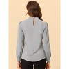 INSPIRE CHIC Women's Office Keyhole Elegant Stand Collar Long Sleeve Back Neck Button Blouse - 4 of 4