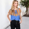 Anna-Kaci Women's Short Sleeve Boho Peasant Top with Tie Front and Striped Print - 3 of 4