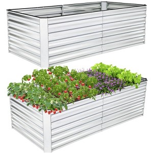 Homdox 8x4x2ft Outdoor Metal Raised Garden Bed, Deep Root Planter Box for Vegetables, Flowers, Herbs, Succulents w/ 478 Gallon Capacity,Silver - 1 of 4