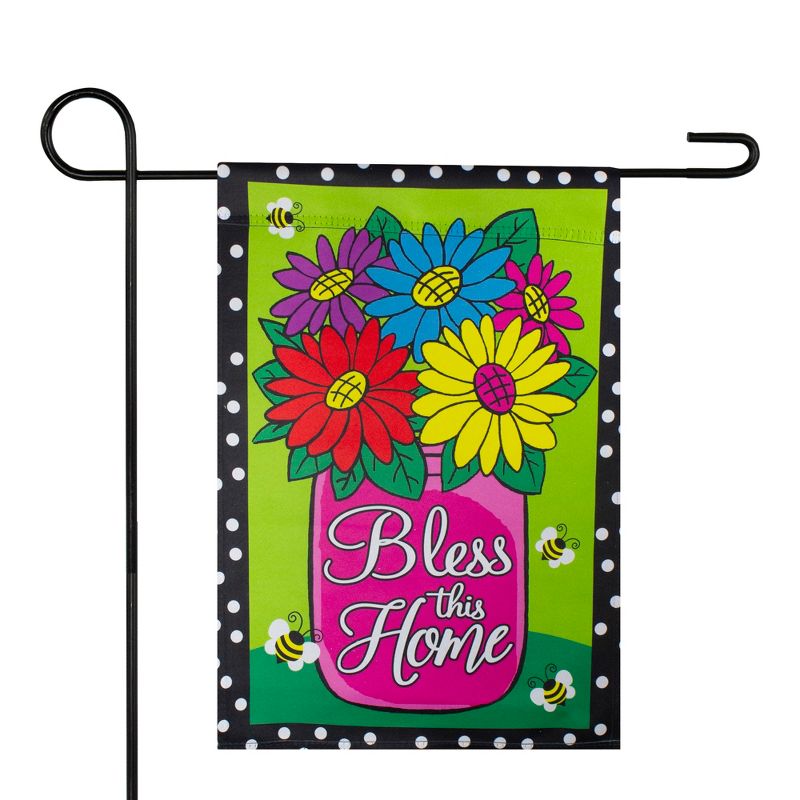 Northlight Bless this Home Bouquet with Vase Outdoor Garden Flag 12.5" x 18", 2 of 5