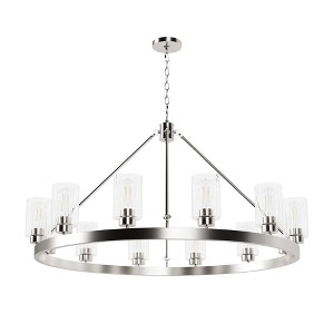 Hunter 44" Hartland 12-Light Ceiling Chandelier Brushed Nickel Finish - Elegant Indoor Lighting for Dining & Living Spaces - 1 of 1