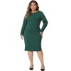 Agnes Orinda Women's Plus Size Office Work Long Sleeves Zipper Sheath Dresses - 3 of 4